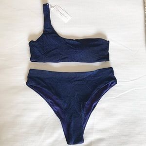 Sunday Brunch LA Swim Metallic One Shoulder Bikini NWT